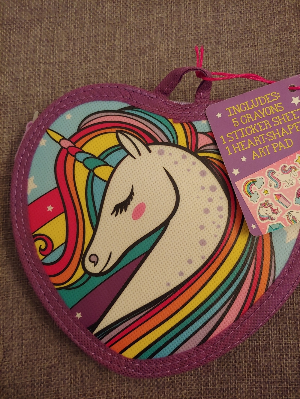 Unicorn Rainbow Heart-Shaped Kids Art Case